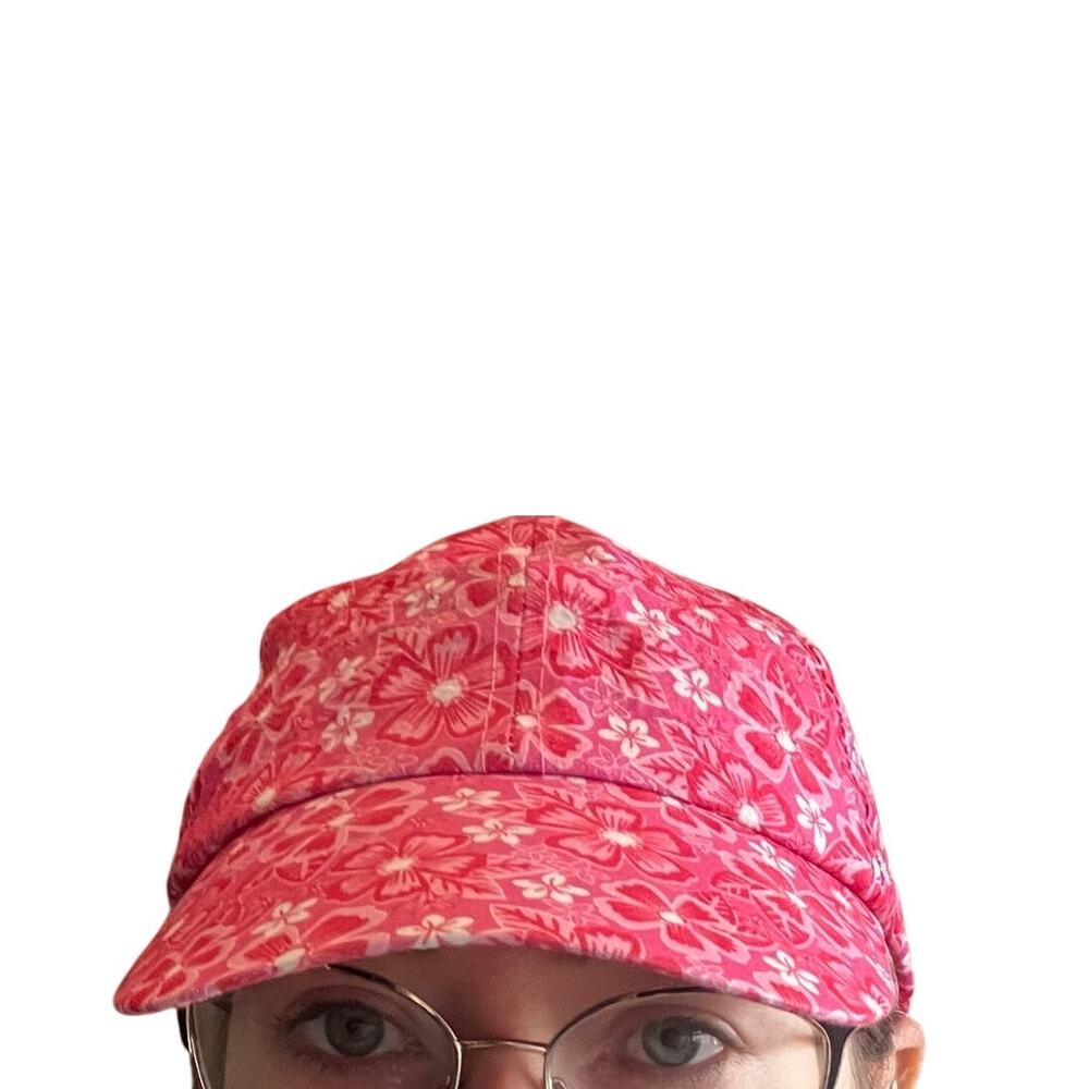 Pink Floral Sun Hat Womens Velcro Adjustable Cap Garden Beach Cottagecore Cute